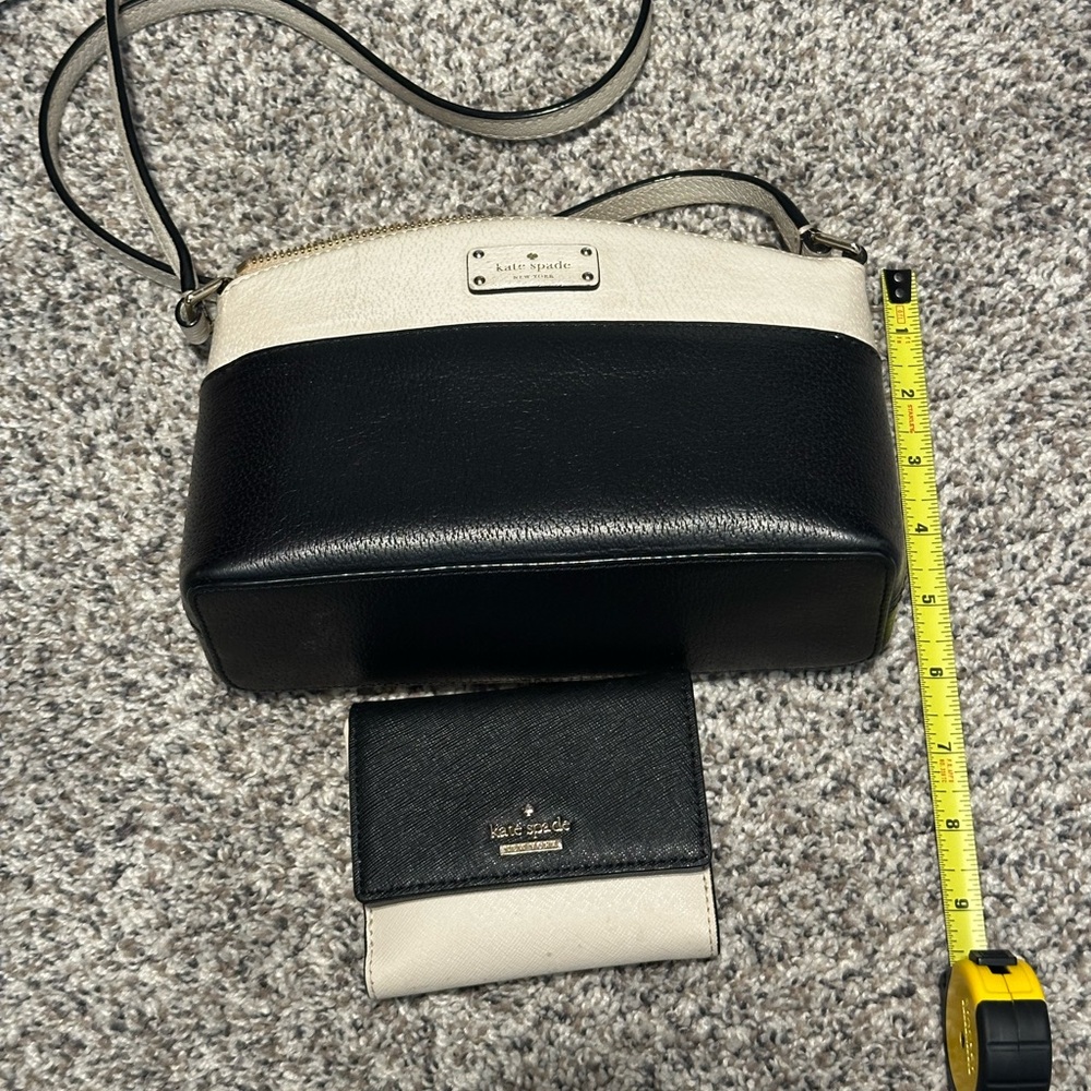 Kate spade black and white purse with matching wallet.